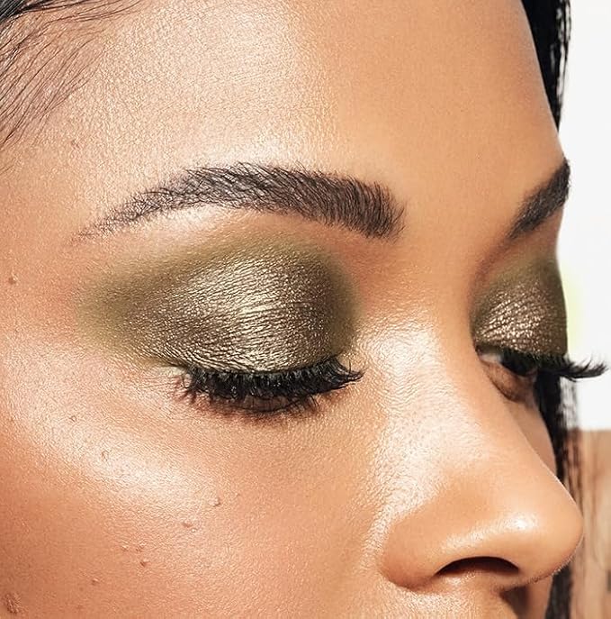 MAKE Beauty Multi-Chromatic Eye Shadow. Metal Reflecting Luminous Foil Finish Creamy, Buildable, Dimensional Long-wear, Crease-proof Powder Eyeshadow, Multichrome Shade - Gravitational, Olive Green