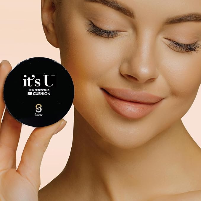 Sistar Skin Perfecting BB Cushion Full Coverage Long Lasting Natural Glow Foundation On The Go Case With Mirror (Mocha)