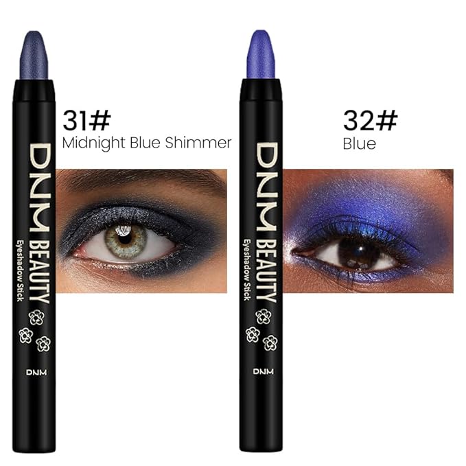 Kaely 2Pcs Cream Eyeshadow Sticks Set for Eyes Waterproof,Midnight Blue Shimmer & Blue Shimmer Matte Eye shadow Stick Pencil Pen Bulk sombras en crema para ojos 31+32