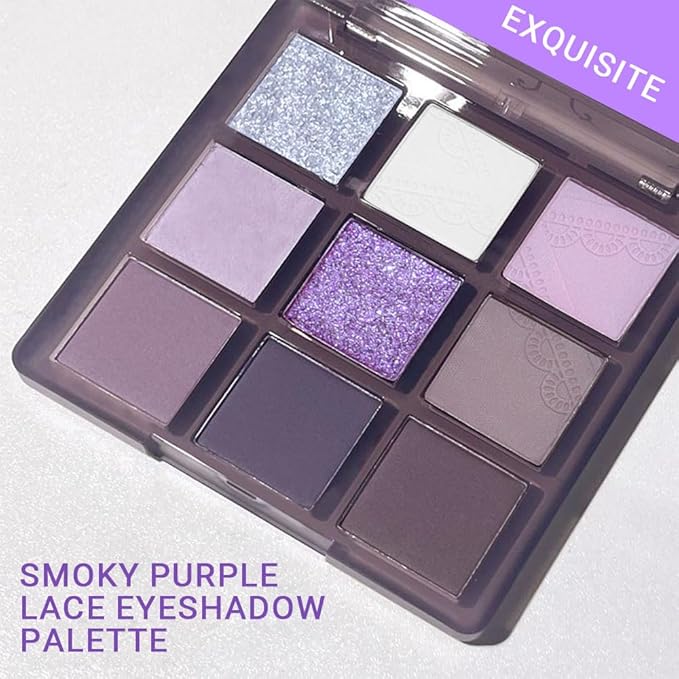 9 Colors Purple Silver White Tan Grape Matte Shimmer Eyeshadow Palette for Eye Makeup,High Pigmented Brown Eye Shadow Primers Powder Palet de sombras de ojos