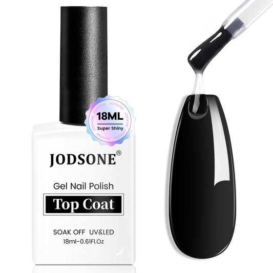 JODSONE 18ml Top Coat Gel Polish No Wipe High Gloss Shine Finish Long Lasting Gel Nail Polish Professional Manicure for Home DIY and Nail Salon