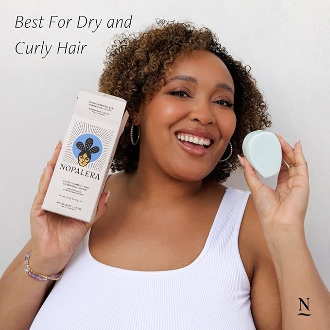 Nopalera Shampoo Bar - Moisturize and Shine, For Dry or Curly Hair, Color Safe, Paraben Free, Silicone & Sulfate Free, Made With Prickly Pear Oil (3.65 oz)