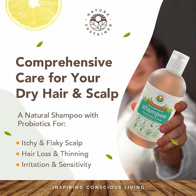 Natural Shampoo for Dry Hair & Scalp - Organic, Raw & Wildcrafted with Probiotics, Hypoallergenic & Sulfate Free Hydrating Shampoo for Dryness, Frizz, Breakage, Itchiness, Thinning - Gallon, Original