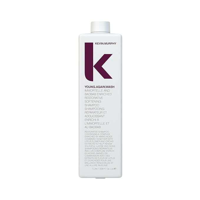 KEVIN.MURPHY YOUNG.AGAIN.WASH - Moisturising Shampoo - For Dry, Damaged & Brittle Hair - Hair Repair & Hydration - Amino Acids & Lotus Flower Extract - Sulphate & Paraben Free - 1 L / 33.8 fl oz