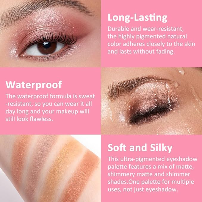 25 Colors Nude Champagne Gold Glitter Matte Shimmer Eyeshadow Palette for Eye Makeup,High Pigmented Brown Eye Shadow Primers Powder Palet de sombras de ojos