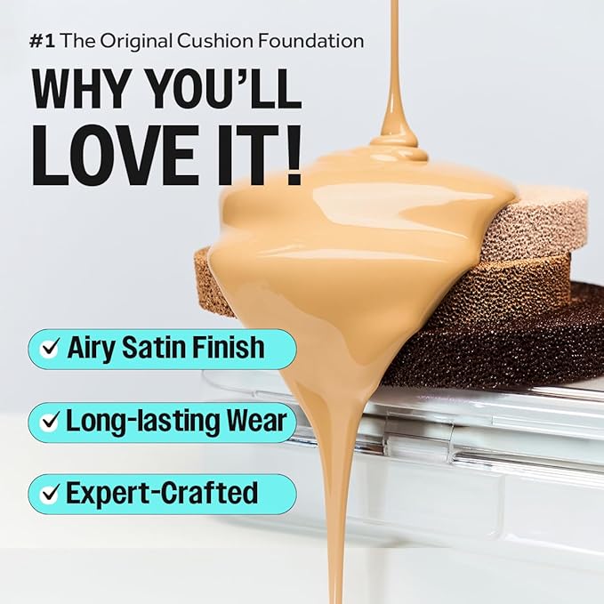 CLIO Kill Cover Founwear Cushion The Original – 20 Shades, Buildable Light to Medium Coverage, Natural Finish, Korean Makeup Foundation, Long-Lasting Skin Fit, 40C MOCHA