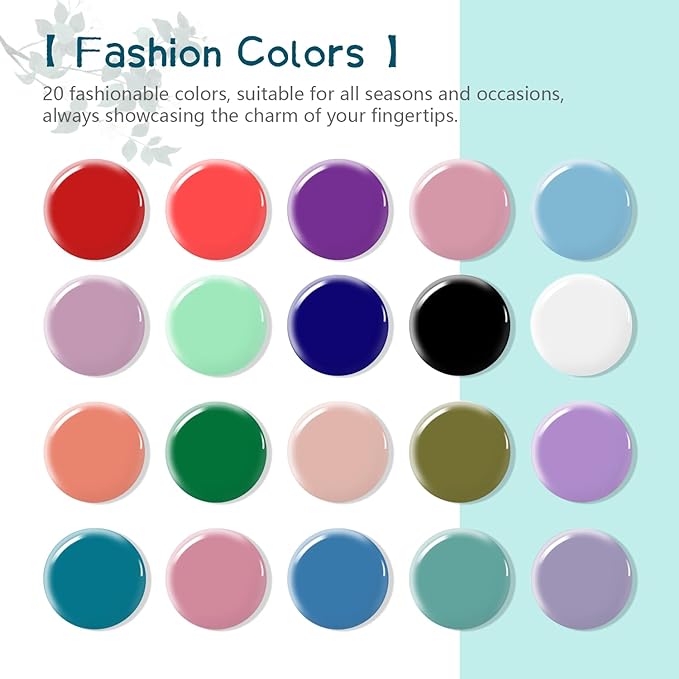 JODSONE 23 PCS Gel Nail Polish Kit with U V Light Popular Color with Durable Base Coat Matte Glossy Top Coat
