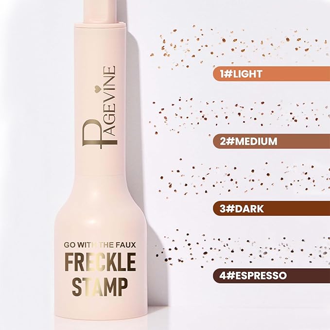 Freckle Stamp Pen,Fake Freckles Stain Marker Pencil Tool for Natural and Lifelike Sunkissed Face Freckle Makeup for Waterproof and Long-Lasting,Quick Dry 5-Point Faux Freckle Stamp Cushion, 03 Dark