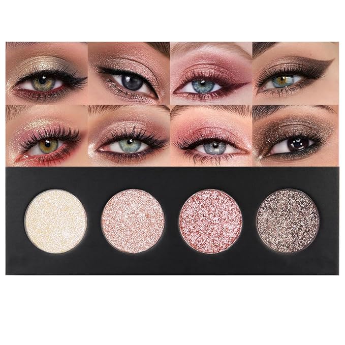 4 Colors Highlight Pink-Purple Eyeshadow Palette, SHANY Cosmetics Shimmer Eyeshadow Palette, Cruelty-Free and Vegan Formula, Glitter Shimmer Eyeshadow for Professional Makeup