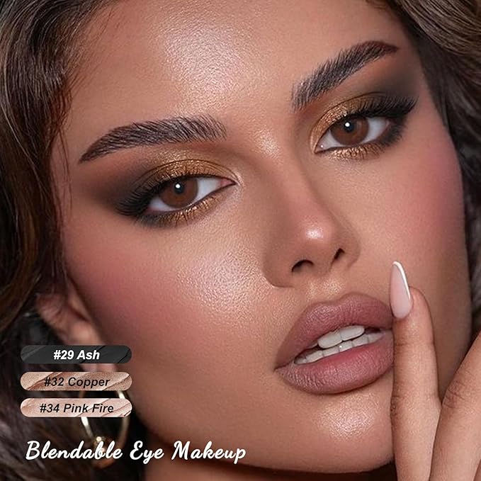 FOCALLURE 3 Pcs Cream Eyeshadow Stick,Shimmer Eyeshadow Pencil Crayon,High Pigmented Crease-proof Eye Shadow Brightener Sets,Long Lasting Eye Shadow Highlighter Stick Makeup,Coral Sea