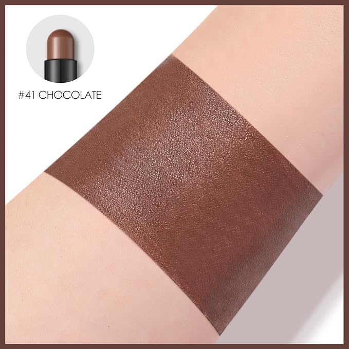 FOCALLURE Shimmer and Matte Cream Eyeshadow Stick,Smooth Brilliant Eye Brightener Pencil for Women,Long Lasting Waterproof Eye Shadow and Liners Makeup,CHOCOLATE