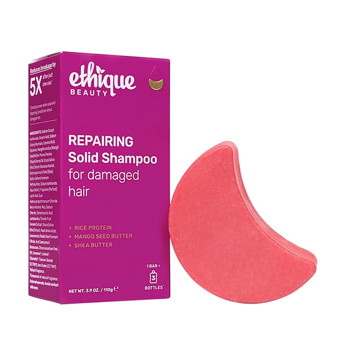 Ethique Repairing Shampoo Bar for dry, damaged hair with Rice Protein - Plastic-Free, Vegan, Cruelty-Free, 3.88 oz - Formerly Sorbet