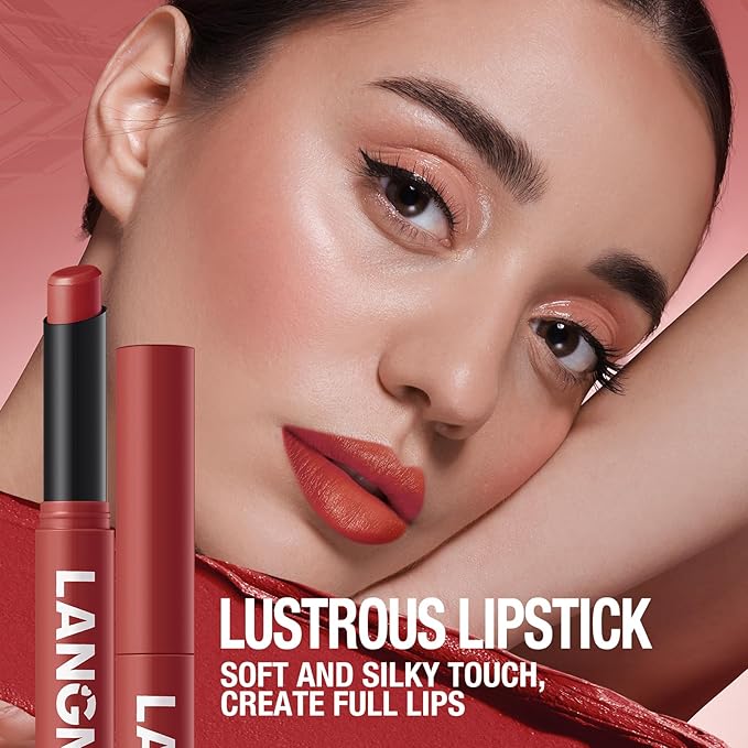 Jolilab 2Pcs Velvet Matte Lipstick Nude Matte Soft Dark Color Stick High Pigmented Long-Lasting Waterproof Lip Stick Lip Balm Beauty Cosmetics Gift for Girls and Women（01#+02#