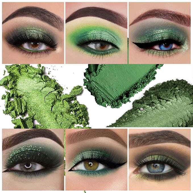 9 Colors Green Olive Matte Shimmer Eyeshadow Palette for Eye Makeup,High Pigmented Pink Emerald Mint Eye Shadow Primers Powder Palet de sombras de ojos