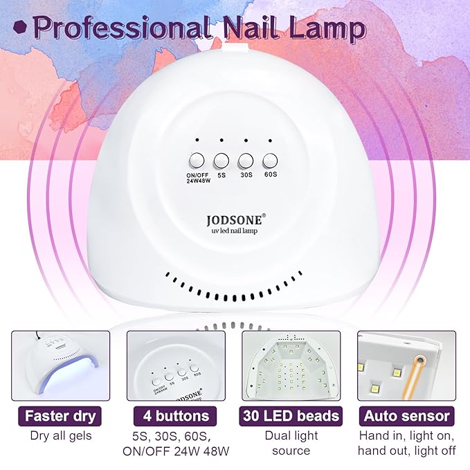 JODSONE 36 Pieces Gel Nail Polish Set U V Light Nail Drill Beginner Set Glossy Surface Easy To Apply Matte Texture All-In-One Manicure Kit