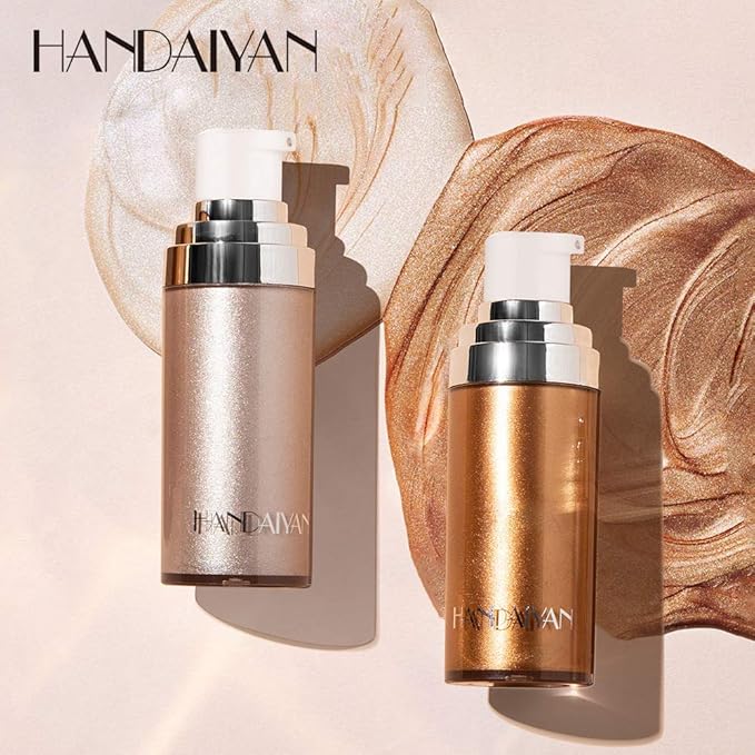 Body Face Luminizer Highlighter Cream Spray Liquid Bronzer Illuminator Glow Glistening Makeup Foundation (#4 Golden Brown)