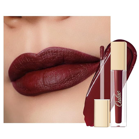 Oulac Matte Liquid Dark Red Lipstick for Women, Long Lasting Lipstick, Waterproof Lip Stain, No Transfer, Creamy High Pigmented Formula with Vitamin E, Vegan & Cruelty-Free M18