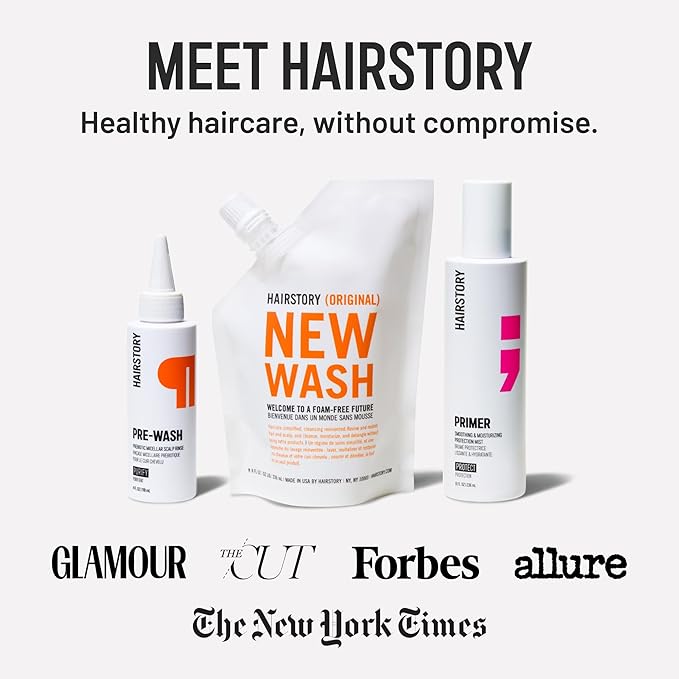 Hairstory New Wash Original Refill, Cleansing Cream for All Hair Types, Detergent Free Shampoo & Conditioner Alternative, Promotes Scalp Health, 8oz