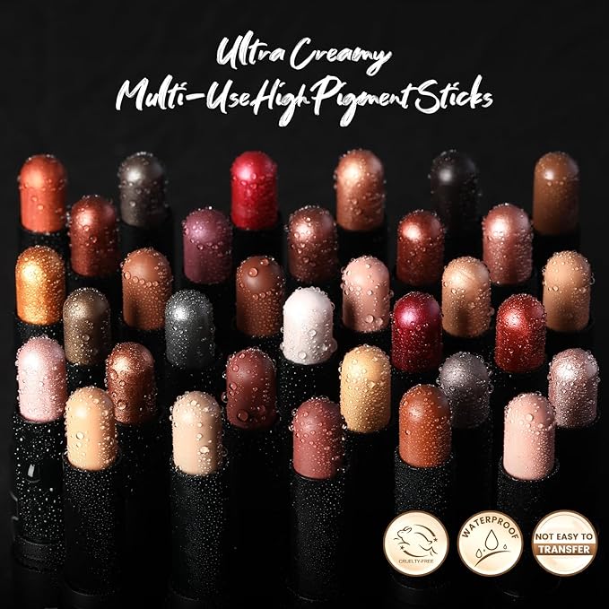 FOCALLURE 3 Pcs Cream Eyeshadow Stick,Shimmer Eyeshadow Pencil Crayon,High Pigmented Crease-proof Eye Shadow Brightener Sets,Long Lasting Eye Shadow Highlighter Stick(Burning Sky)