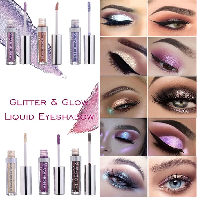 Glitter Eyeshadow，Makeup For Eyes Liquid Shimmer Sparkle Glow Light Colors Pencil Stick Shiny Long Lasting Waterproof Shining Eye Shadow Sets Metallic Pigments Metals Gloss Sparkling Pen Kit (A105)