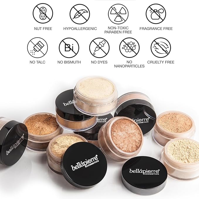 bellapierre Mineral Foundation SPF 15 - Loose Powder Foundation | Vegan & Cruelty Free Natural Makeup | Full Coverage Matte Finish | Hypoallergenic | Oil & Talc Free - 0.32 Oz - Honey