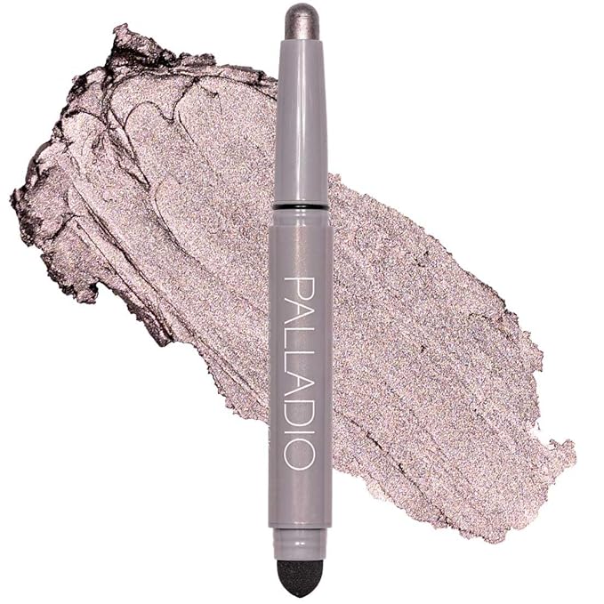 Palladio Waterproof Eyeshadow Stick with Blending Sponge, Long Lasting & Effortless Application, Smudge Free & Crease Proof Formula, Matte & Shimmer Shades, Buildable Eye Shadow (Silver Mauve Shimmer)
