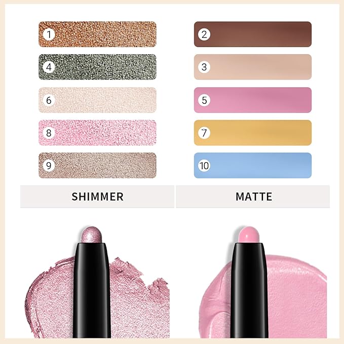 Erinde Waterproof Eyeshadow Stick, Cream Eye Shadow Stick, Long-Lasting, Crease-Proof, Cream to Powder Buildable & Blendable Eye Shadow Pencils Crayon, Vegan & Cruelty-Free, 01 Caramel