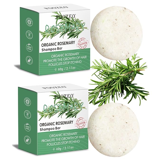 2 Pack Rosemary Hair Shampoo Bar,Deep Cleansing for Scalp Hair Loss Shampoo Soap,Organic Hair Oil Control,Solid Shampoo for Hair Growth, Refreshing and Hydrating Soap for Stocking Stuffers Women Gifts