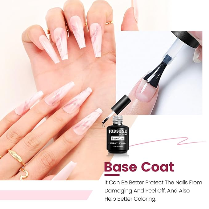 JODSONE 15ML Base Coat Gel Nail Polish Gel Glossy Quick Drying Durable Soak Off Clear No Wipe