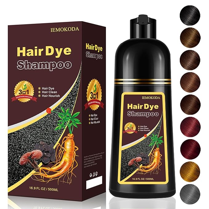 Burgundy Hair Dye Shampoo 3-IN-1,Gray Hair Coverage for Women & Men, Instant & Long-lasting Hair Color in Minutes, Pure Plant Extract Color Shampoo Hair Dye Kit for All Hair Types(Wine Red)