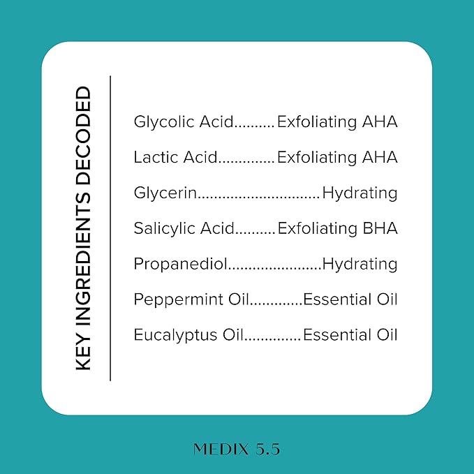 Medix 5.5 Body Scrub Skin Care Glycolic Acid Exfoliating Body Cleanser KP Bump Eraser | AHA + Lactic Acid Anti Aging All Skin Type Wash | Keratosis Pilaris & Acne | Foaming Body & Face Wash, 15 Fl Oz