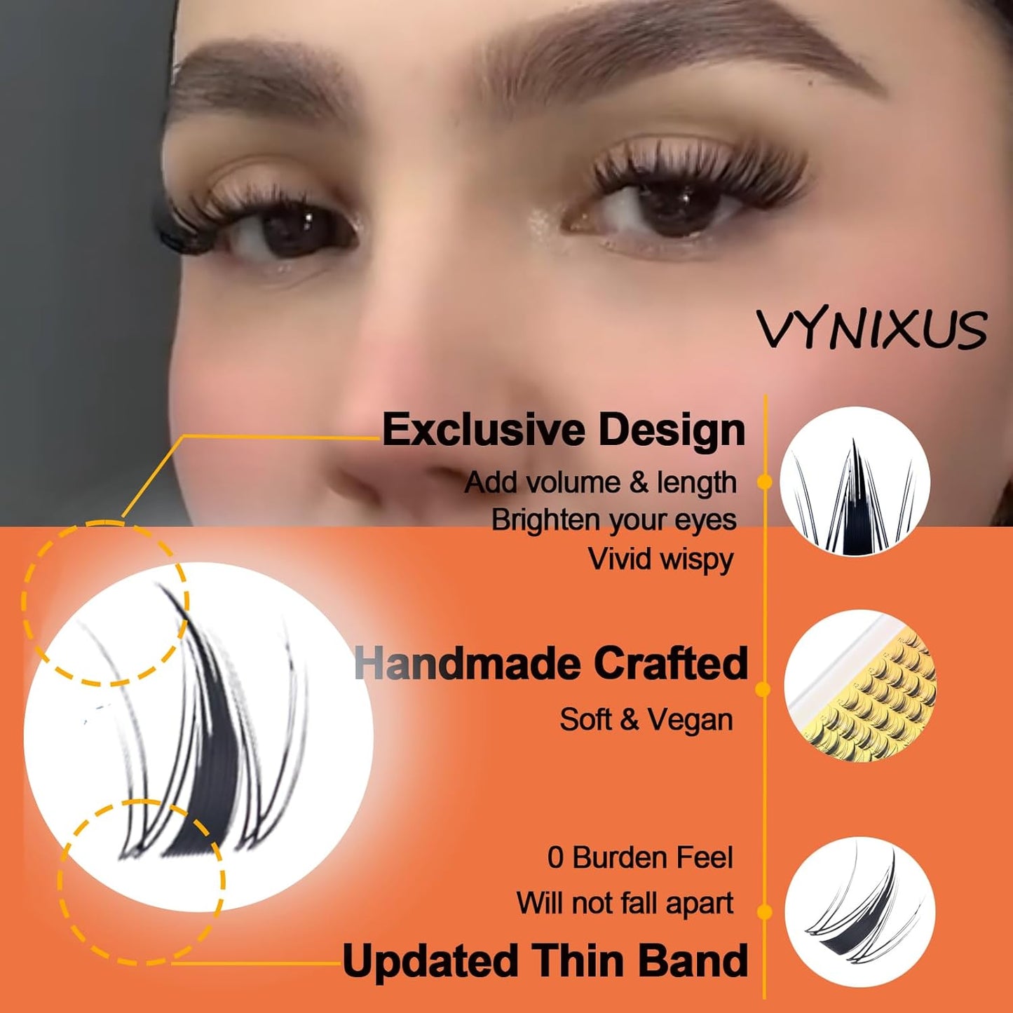 Lash Clusters Wispy Individual Lashes Fluffy Eyelash Clusters Spiky Wet-Look Cluster Eyelash Extensions Natural Cluster Lashes Ultra-Thin Band (Fairy/Magic-0.07D-Mix8-14)