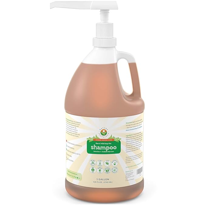 Organic Shampoo - Raw & Wildcrafted with Probiotics, Hypoallergenic Natural & Sulfate Free Shampoo for Sensitive Scalp, Dry Hair, Dandruff, Eczema & Psoriasis, Gallon, Original