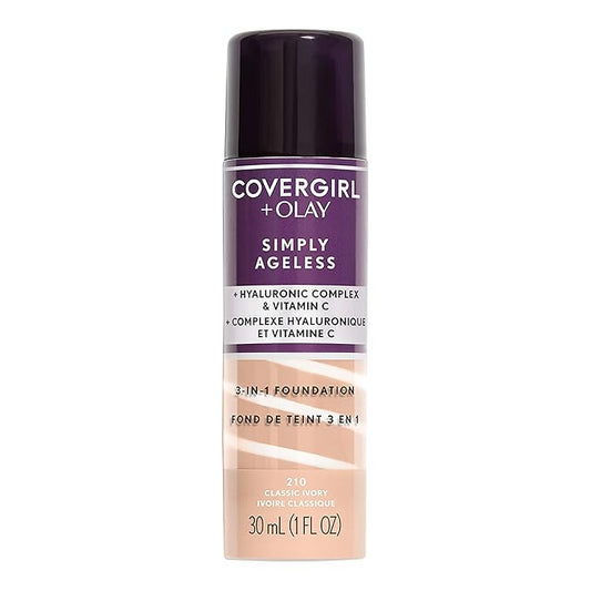 COVERGIRL+Olay Simply Ageless 3-in-1 Liquid Foundation Classic Ivory, 1 Ounce (packaging may vary)
