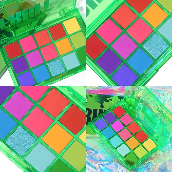 UCANBE Bright Colorful Neon Rainbow Makeup Eyeshadow Palette 15 Shades Green Purple Yellow Make Up Pallets Kit Vibrant Shimmer Matte Pigmented Blendable - Fruit Punch