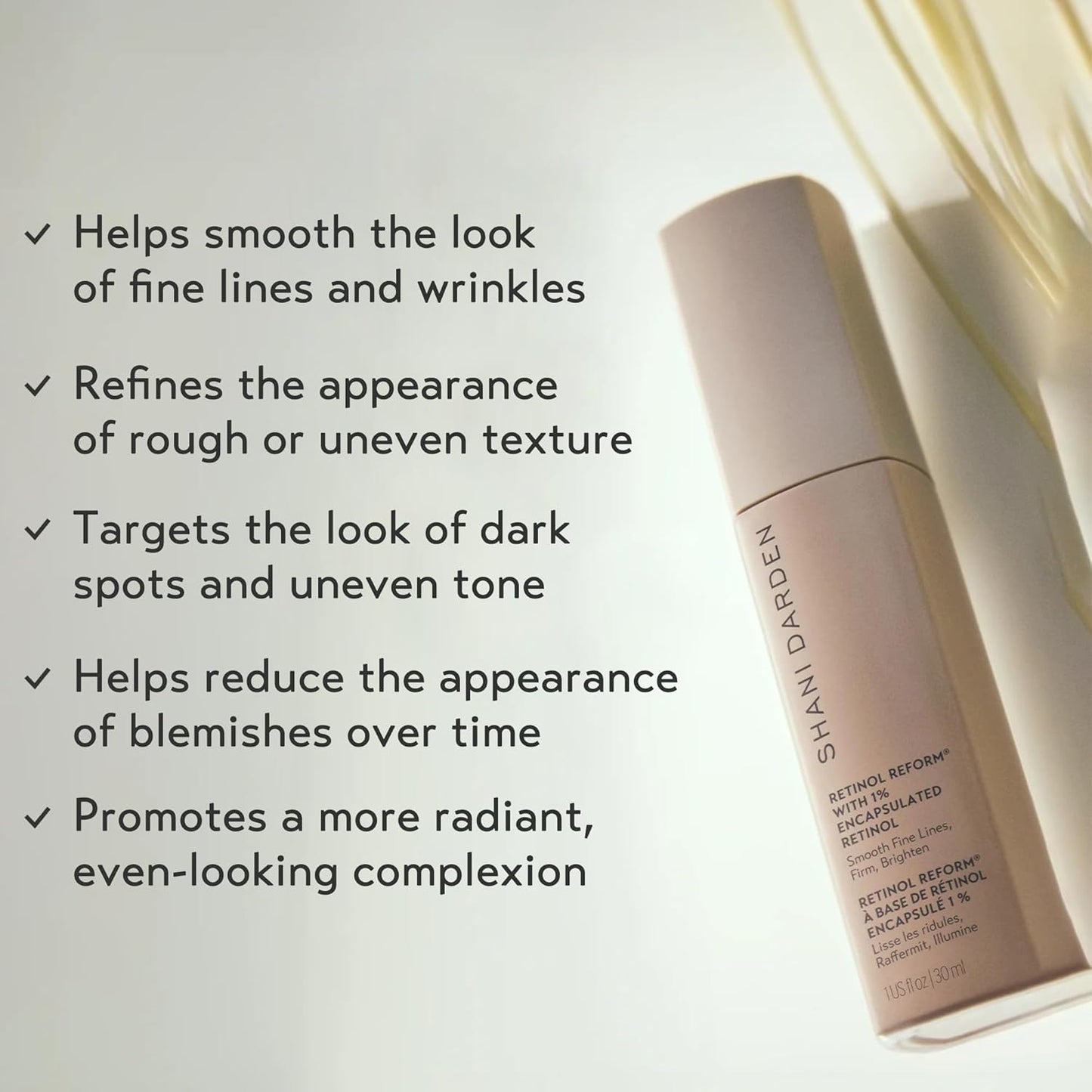 SHANI DARDEN SKIN CARE Retinol Reform with 1% Encapsulated Retinol Serum for Face & Neck, Gentle Slow-Release Face Serum with Tripeptide for Wrinkles, Fine Lines & Uneven Tone, 1 fl oz