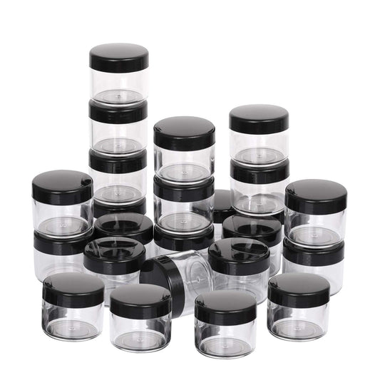 100 Count Refillable Cosmetic Containers with Lids 20 Grams Black Makeup Sample Jars for Beauty Products - Black