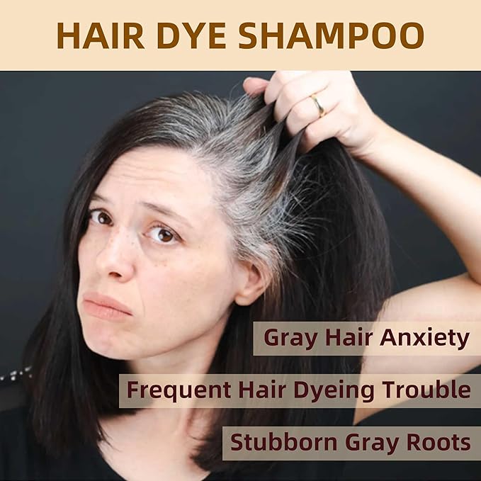 Black Hair Dye Shampoo 3 in 1 for Gray Hair Coverage Argan nut Natural Shampoo Black Hair Dye for Women & Men/Ammonia-Free 500ml