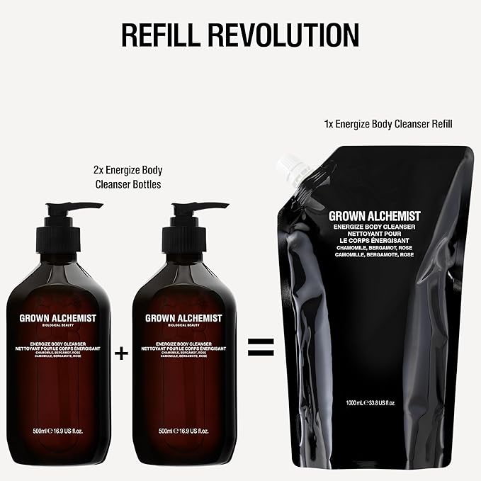 Grown Alchemist Energize Body Cleanser Set (500 ml) + Refill (1L)
