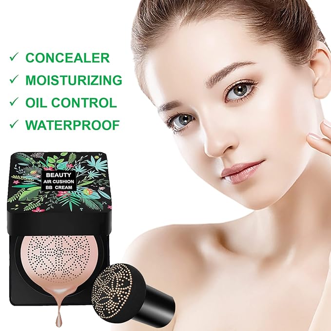 AWCCXMYM Mushroom Head Air Cushion CC Cream Foundation BB Cream Foundation Makeup Moisturizing CC Cream Liquid Foundation,Concealer Lasting Makeup Foundation Even Skin Tone Makeup Base Primer(Ivory)