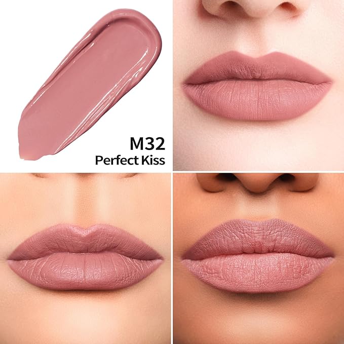 Oulac Matte Pink Lipstick for Women, Long Lasting Liquid Lip Stick High Impact Lip Gloss Full Coverage Lip Makeup with Vitamin E Waterproof Formula,Vegan M32