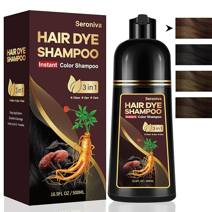 Hair Dye Shampoo 3-in-1: Instant Hair Color Shampoo for Gray Hair - Ideal for Women & Men, Long-Lasting Dye Shampoo for Color Treated Hair, Champu Para Canas, Easy to Use, 500 Ml (Chestnut Brown)