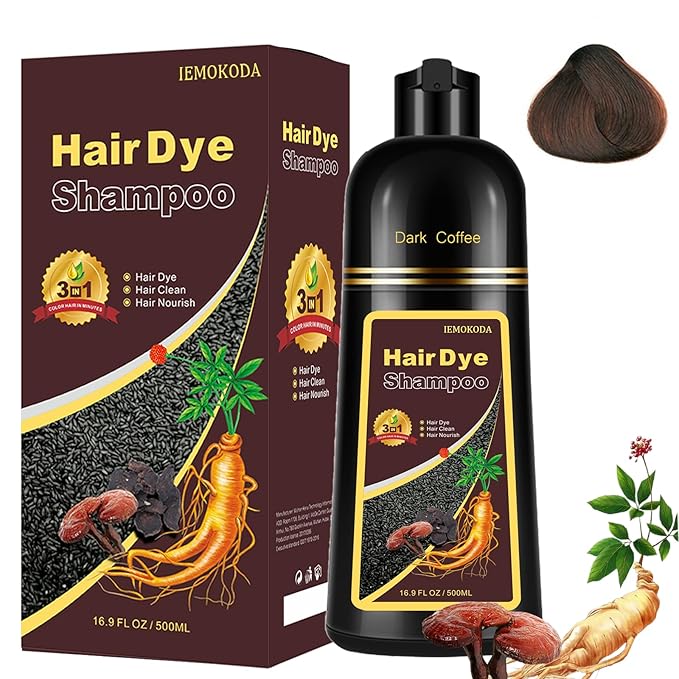Dark Coffee Hair Dye Shampoo 3 in 1 for Gray Hair Coverage - Instant Shampoo Para Pintar el Cabello for Women Men, Herbal Brown Hair Color Shampoo Easy to Use & Long Lasting Champu Para Canas 16.90 oz