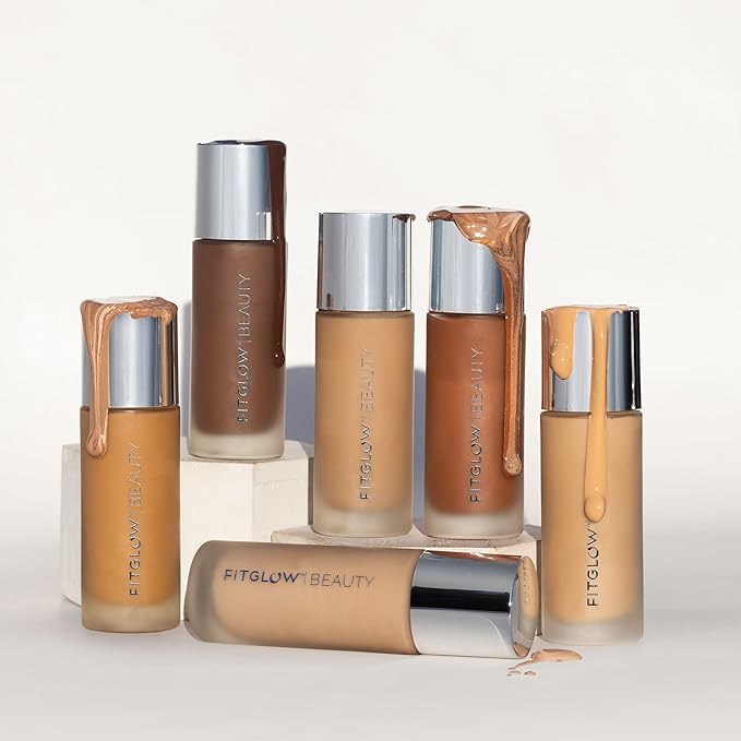 Fitglow Beauty - Natural Foundation+ Photo-Filtering Foundation | Vegan, Woman-Owned Clean Beauty (F1 - Fair, Neutral Undertones)