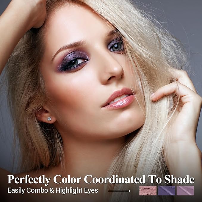 Purple Eyeshadow Stick Makeup 6PCS Set, Metallic Shimmer Matte Cream Eye Shadow Palette Brightener Pencil Crayon - BLUEBERRY