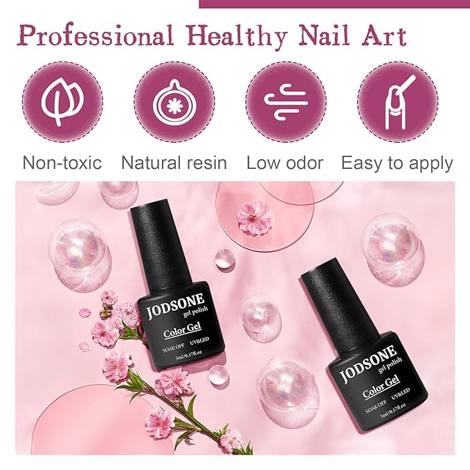 JODSONE Gel Nail Polish Starter Set Ribbon Glitter Summer Light Winter Dark Glossy 36-Piece Multi-color Gel Nail Polish Set