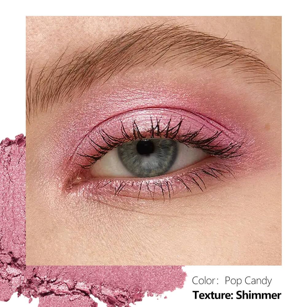 Single Pink Eyeshadow Matte Shimmer Highly Pigmented Blendable Longwear Powder in Magnetic Refill Pan for Custom Palette Easy to Apply and Remove (Pop Candy)