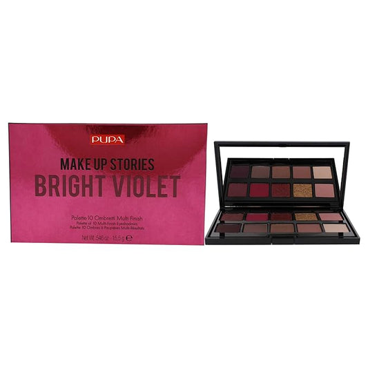 Pupa Milano Make Up Stories Eyeshadow Palette 003 Bright Violet - 10-Shade Shadow Collection with Matte, Satin, and Metallic Color Options - High Pigment Formula - Soft, Blendable Texture - 0.63 oz