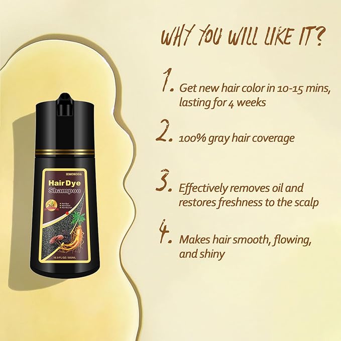 Dark Coffee Hair Dye, Hair Dye Shampoo for Men and Women, Hair Color Shampoo For Home Use, Shampoo Para Canas, Hair Dye Shampoo 3 in 1, 16.9 Fl Oz (Dark Coffee)