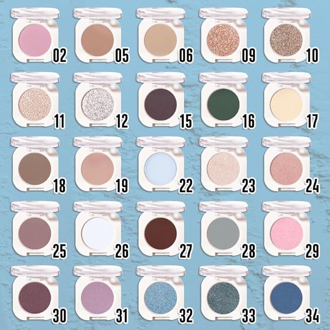 Sky Blue Single Metallic Shimmer Eyeshadow Makeup, Neutral Powde Eye Shadow for Women, Sky Blue Metallic Glitter Singles Eyeshadow Palette Pigmented Waterproof, Girls Monochrome Eyeshadows Gift